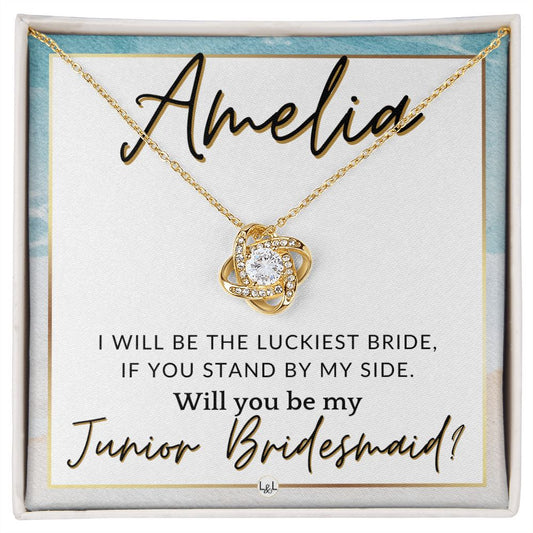 Junior Bridesmaid Proposal, Custom Name - Great Wedding Party Gift From Bride - Be By My Side , Beach and Destination Wedding Theme - Jewelry - Personalized Gift