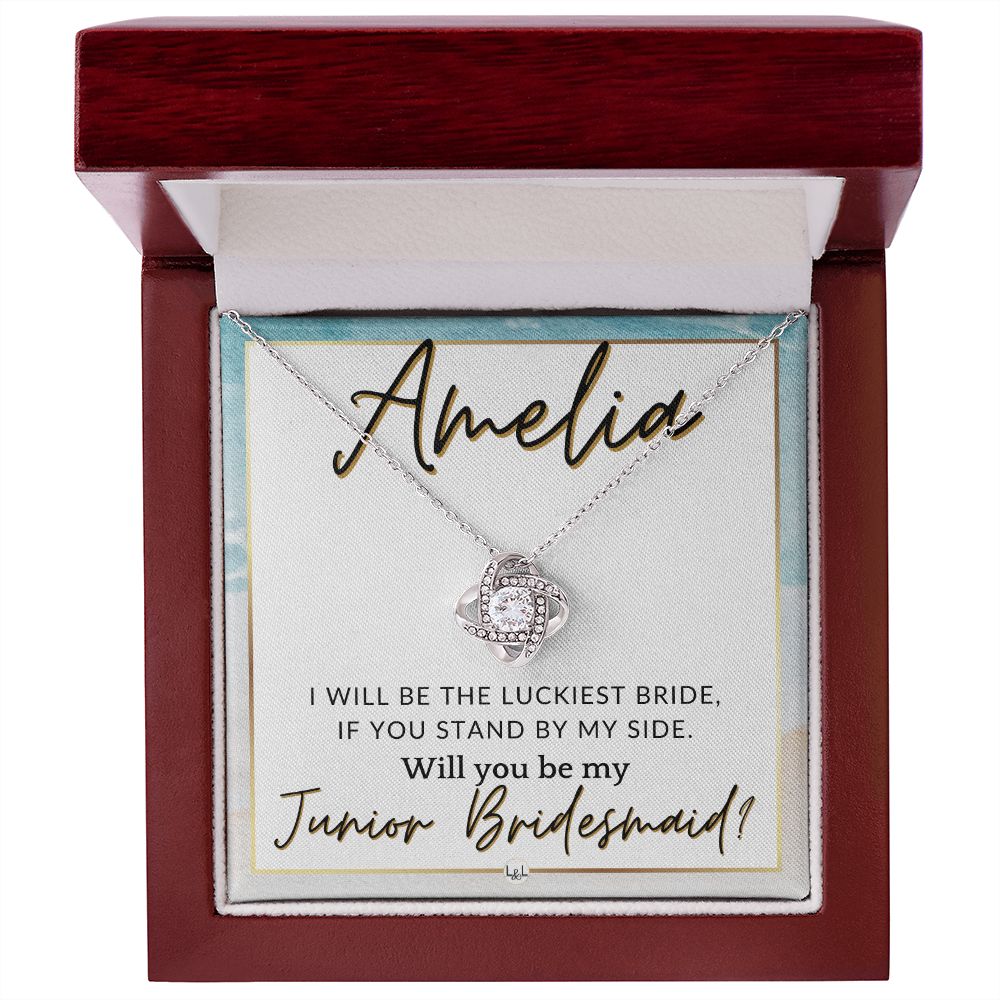 Junior Bridesmaid Proposal, Custom Name - Great Wedding Party Gift From Bride - Be By My Side , Beach and Destination Wedding Theme - Jewelry - Personalized Gift