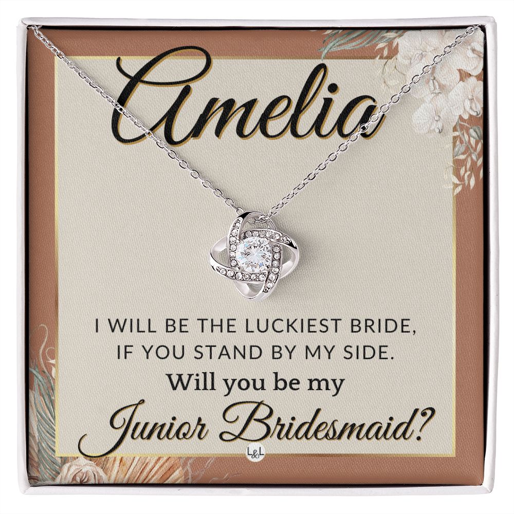 Junior Bridesmaid Proposal, Custom Name - Great Wedding Party Gift From Bride - Be By My Side , Terracotta, Rust And Gold Wedding Theme - Jewelry - Personalized Gift