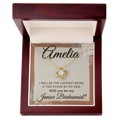 Junior Bridesmaid Proposal, Custom Name - Great Wedding Party Gift From Bride - Be By My Side , Terracotta, Rust And Gold Wedding Theme - Jewelry - Personalized Gift
