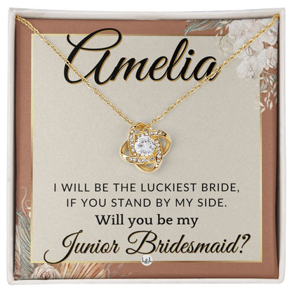Junior Bridesmaid Proposal, Custom Name - Great Wedding Party Gift From Bride - Be By My Side , Terracotta, Rust And Gold Wedding Theme - Jewelry - Personalized Gift