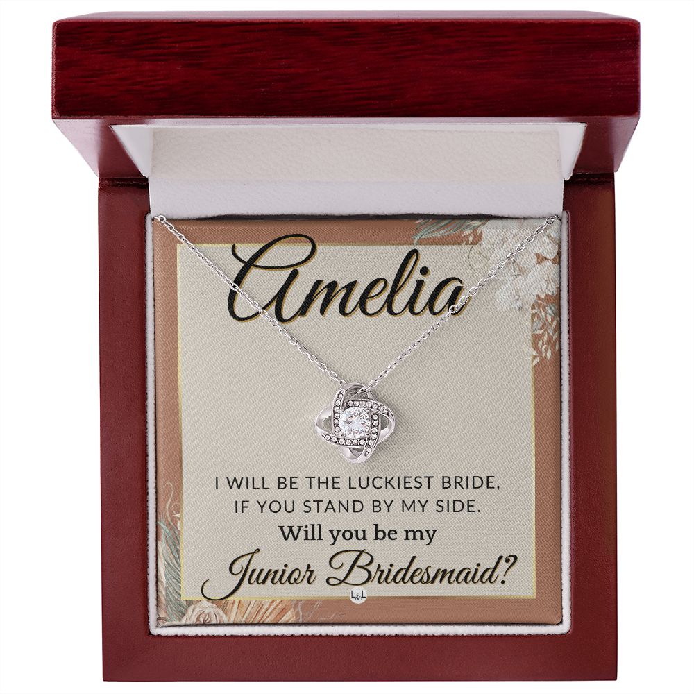 Junior Bridesmaid Proposal, Custom Name - Great Wedding Party Gift From Bride - Be By My Side , Terracotta, Rust And Gold Wedding Theme - Jewelry - Personalized Gift