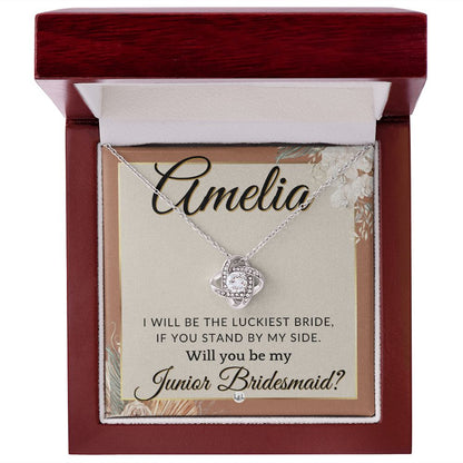 Junior Bridesmaid Proposal, Custom Name - Great Wedding Party Gift From Bride - Be By My Side , Terracotta, Rust And Gold Wedding Theme - Jewelry - Personalized Gift