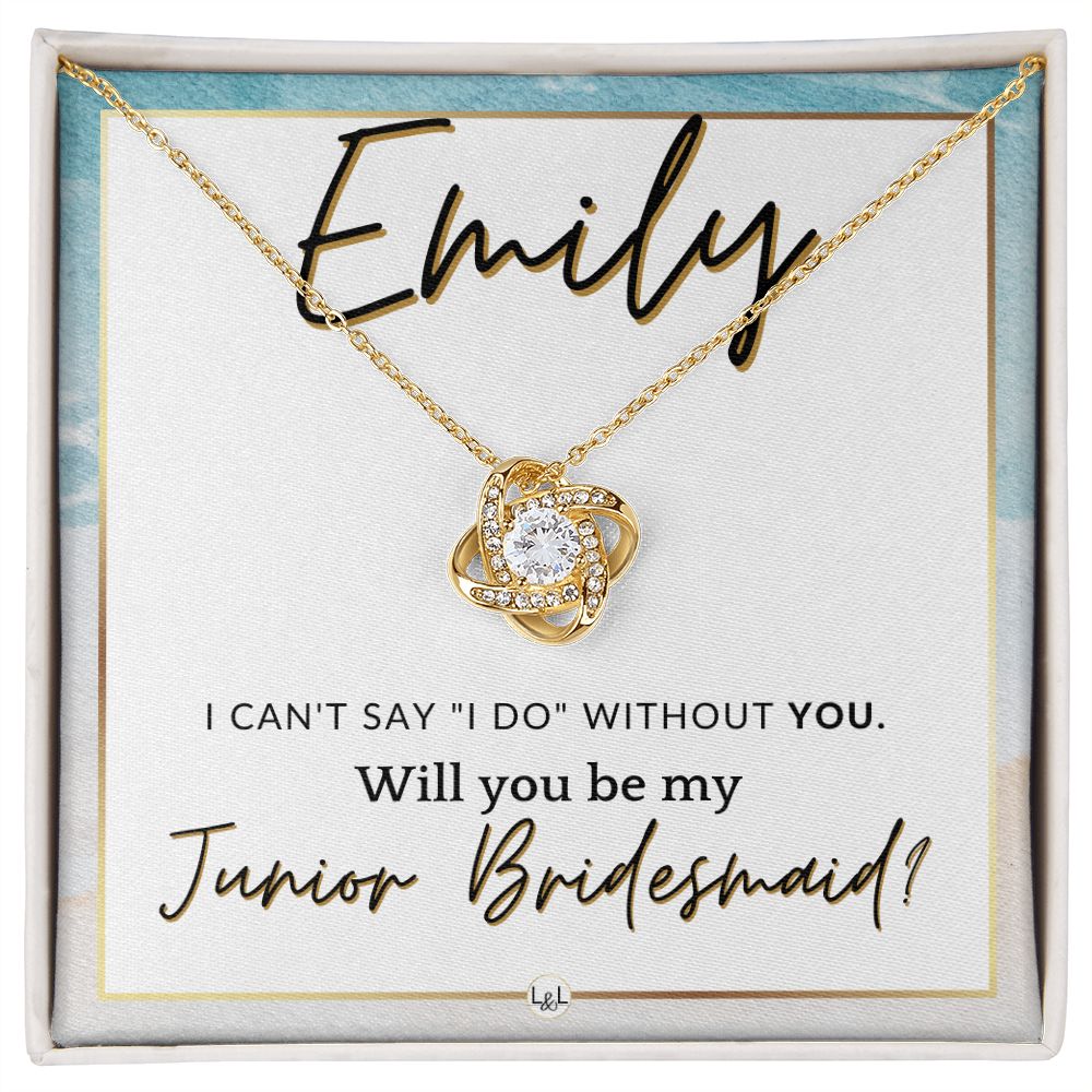 Junior Bridesmaid Proposal, Custom Name - Wedding Party Gift From Bride - Be My Jr. Bridesmaid , Beach and Destination Wedding Theme - Jewelry - Personalized Gift