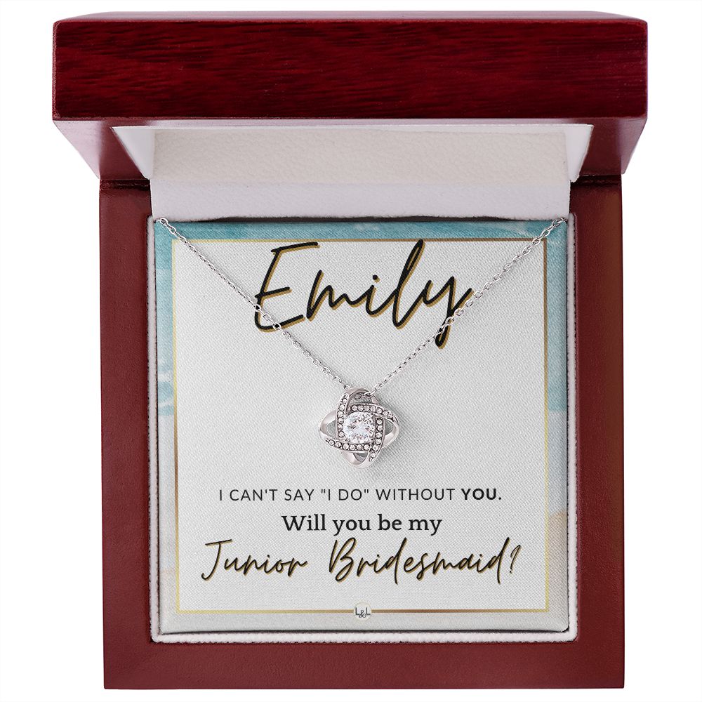 Junior Bridesmaid Proposal, Custom Name - Wedding Party Gift From Bride - Be My Jr. Bridesmaid , Beach and Destination Wedding Theme - Jewelry - Personalized Gift