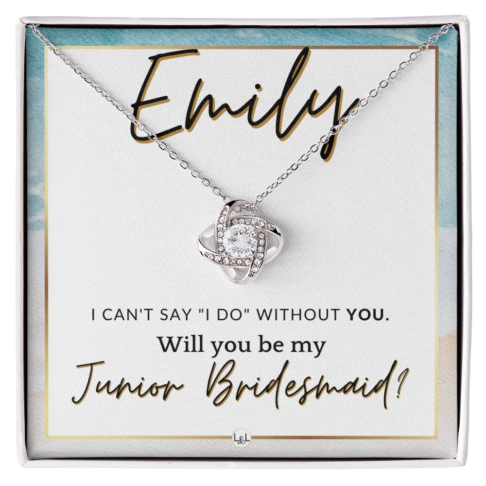 Junior Bridesmaid Proposal, Custom Name - Wedding Party Gift From Bride - Be My Jr. Bridesmaid , Beach and Destination Wedding Theme - Jewelry - Personalized Gift