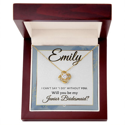 Junior Bridesmaid Proposal, Custom Name - Wedding Party Gift From Bride - Be My Jr. Bridesmaid , Dusty Blue And Gold Wedding Theme - Jewelry - Personalized Gift