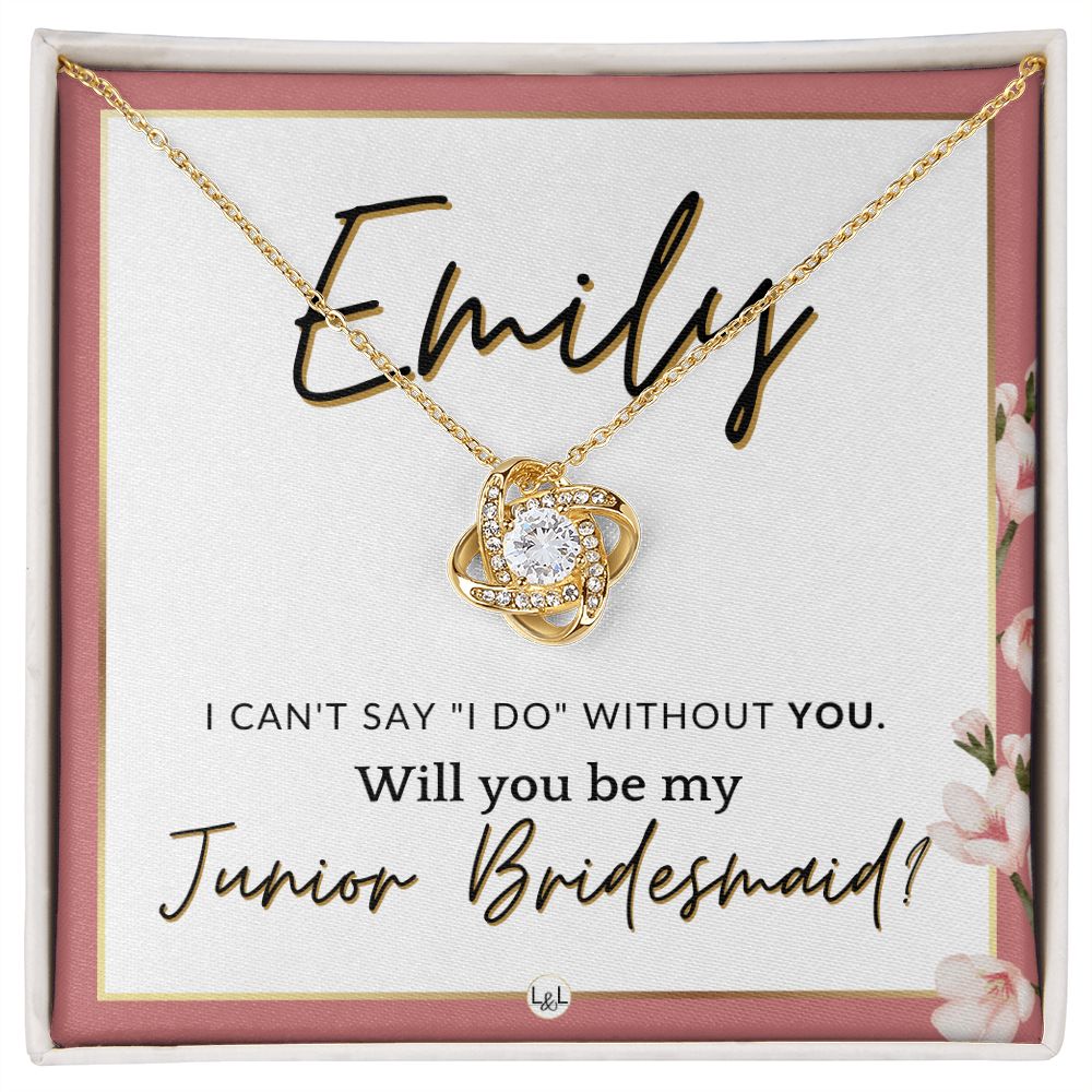Junior Bridesmaid Proposal, Custom Name - Wedding Party Gift From Bride - Be My Jr. Bridesmaid , Pink Floral and Boho Wedding Theme - Jewelry - Personalized Gift