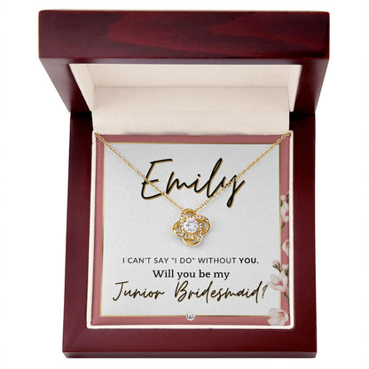 Junior Bridesmaid Proposal, Custom Name - Wedding Party Gift From Bride - Be My Jr. Bridesmaid , Pink Floral and Boho Wedding Theme - Jewelry - Personalized Gift