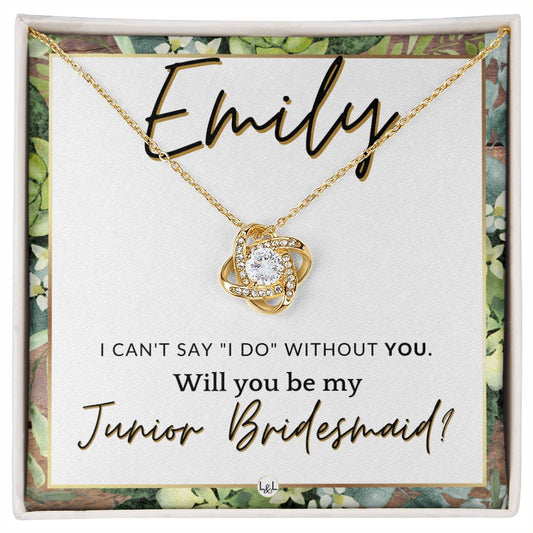 Junior Bridesmaid Proposal, Custom Name - Wedding Party Gift From Bride - Be My Jr. Bridesmaid , Rustic and Wood Wedding Theme - Jewelry - Personalized Gift