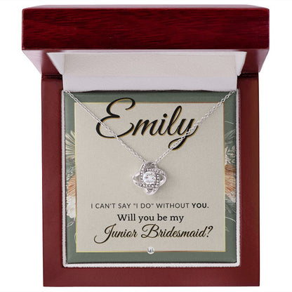 Junior Bridesmaid Proposal, Custom Name - Wedding Party Gift From Bride - Be My Jr. Bridesmaid , Sage Green & Boho Wedding Theme - Jewelry - Personalized Gift