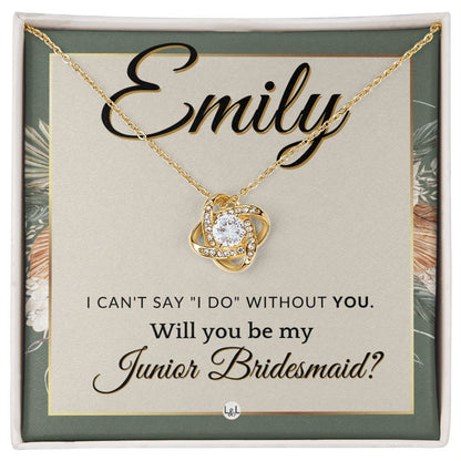 Junior Bridesmaid Proposal, Custom Name - Wedding Party Gift From Bride - Be My Jr. Bridesmaid , Sage Green & Boho Wedding Theme - Jewelry - Personalized Gift
