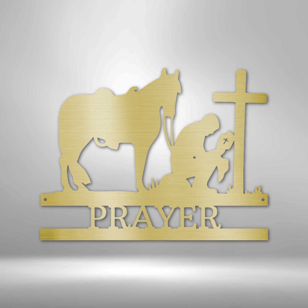 Kneeling Cowboy | Personalized Memorial Metal Sign - Metal Wall Art - Personalized Gift