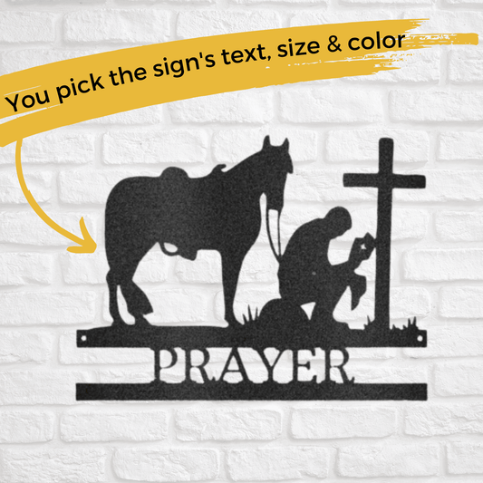 Kneeling Cowboy | Personalized Memorial Metal Sign - Metal Wall Art - Personalized Gift