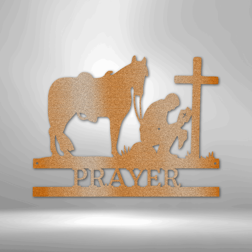 Kneeling Cowboy | Personalized Memorial Metal Sign - Metal Wall Art - Personalized Gift