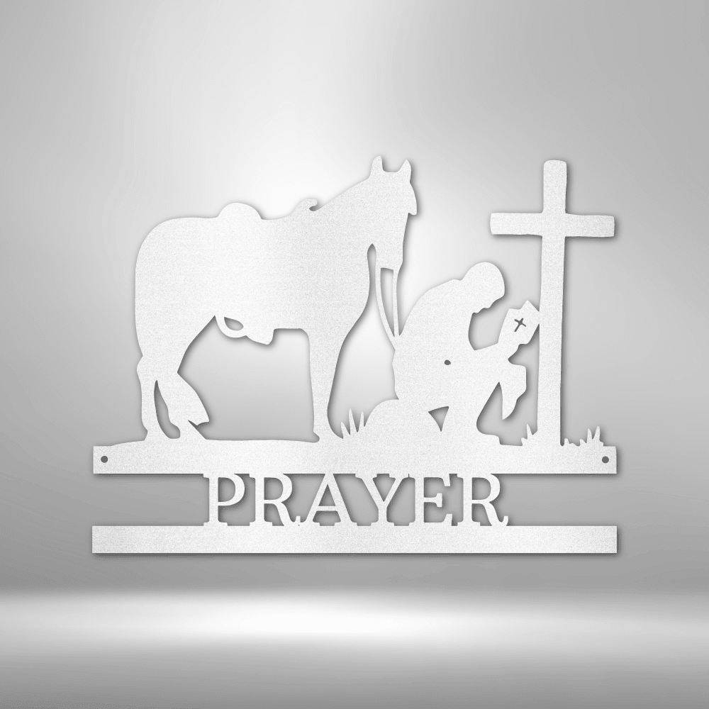 Kneeling Cowboy | Personalized Memorial Metal Sign - Metal Wall Art - Personalized Gift