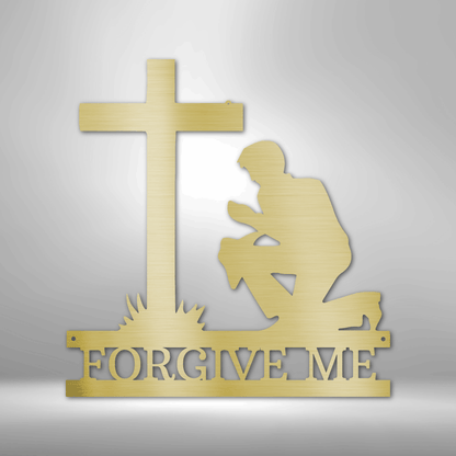 Kneeling Man | Personalized Memorial Metal Sign - Metal Wall Art - Personalized Gift