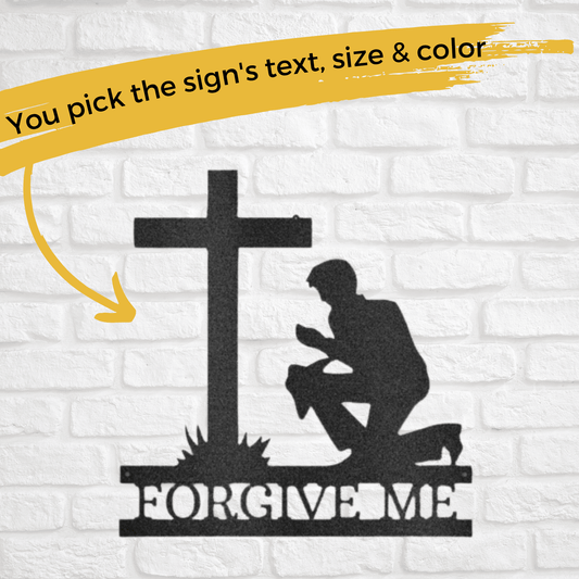Kneeling Man | Personalized Memorial Metal Sign - Metal Wall Art - Personalized Gift