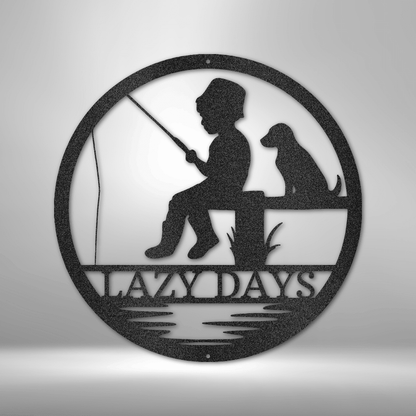 Little Fisherman | Personalized Fishing Metal Sign - Metal Wall Art - Personalized Gift