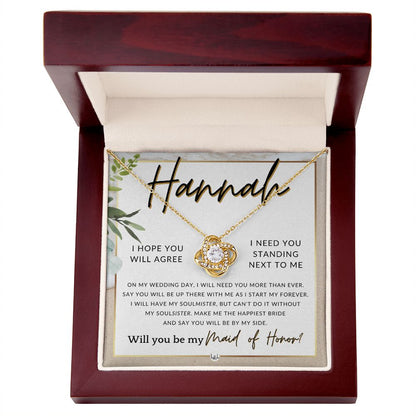 Maid of Honor Proposal, Custom Name - Be My Maid Of Honor, MOH Gift From Bride, Be By My Side , Beach and Destination Wedding Theme - Jewelry - Personalized Gift