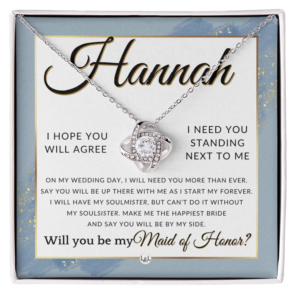 Maid of Honor Proposal, Custom Name - Be My Maid Of Honor, MOH Gift From Bride, Be By My Side , Dusty Blue And Gold Wedding Theme - Jewelry - Personalized Gift