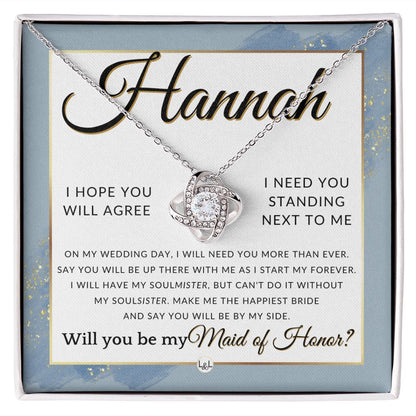 Maid of Honor Proposal, Custom Name - Be My Maid Of Honor, MOH Gift From Bride, Be By My Side , Dusty Blue And Gold Wedding Theme - Jewelry - Personalized Gift