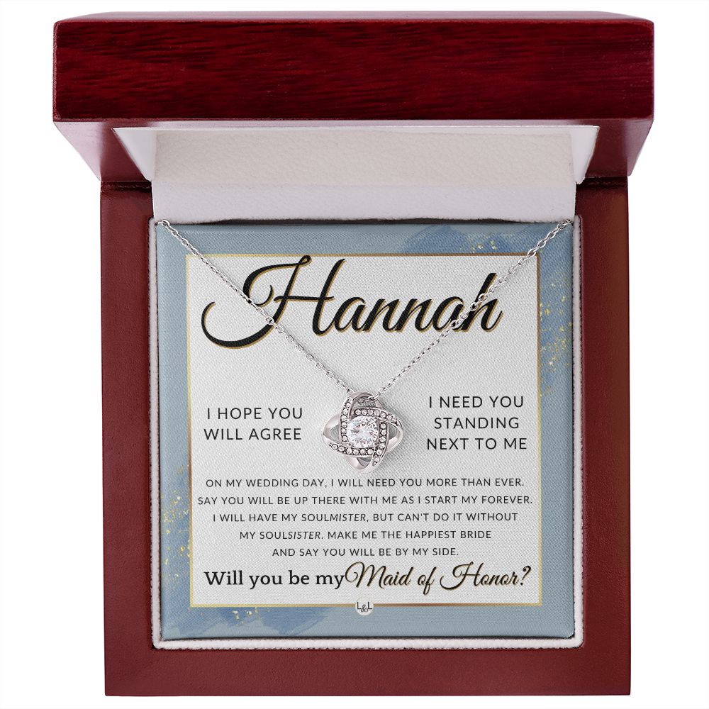 Maid of Honor Proposal, Custom Name - Be My Maid Of Honor, MOH Gift From Bride, Be By My Side , Dusty Blue And Gold Wedding Theme - Jewelry - Personalized Gift