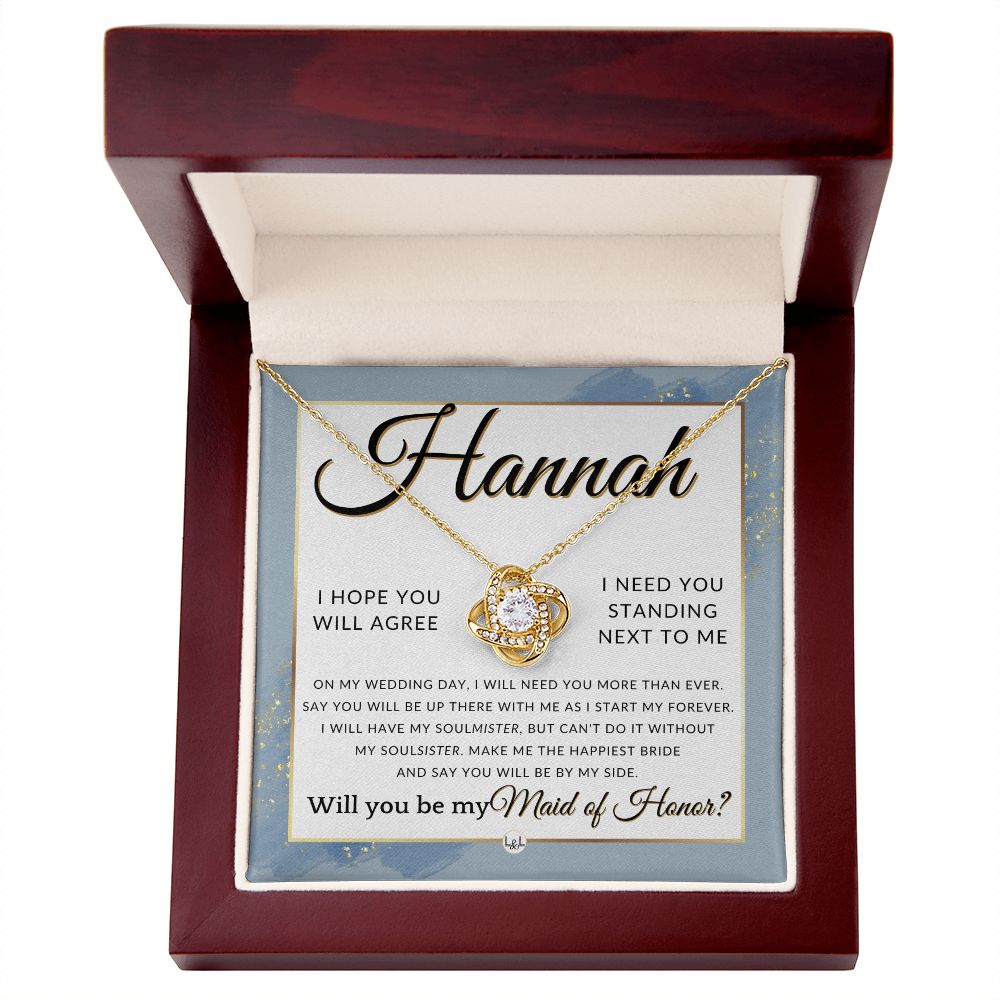 Maid of Honor Proposal, Custom Name - Be My Maid Of Honor, MOH Gift From Bride, Be By My Side , Dusty Blue And Gold Wedding Theme - Jewelry - Personalized Gift