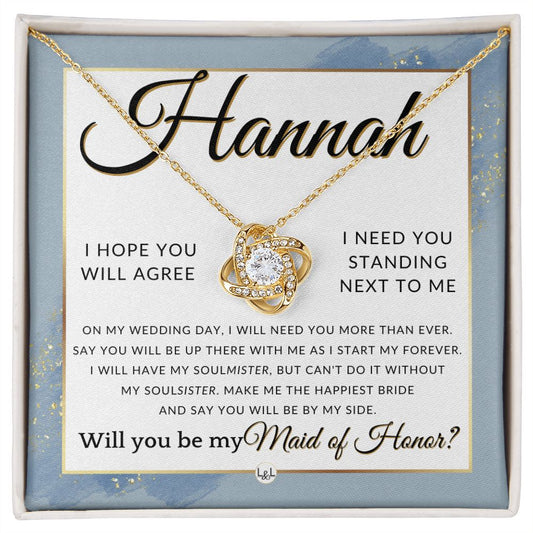 Maid of Honor Proposal, Custom Name - Be My Maid Of Honor, MOH Gift From Bride, Be By My Side , Dusty Blue And Gold Wedding Theme - Jewelry - Personalized Gift