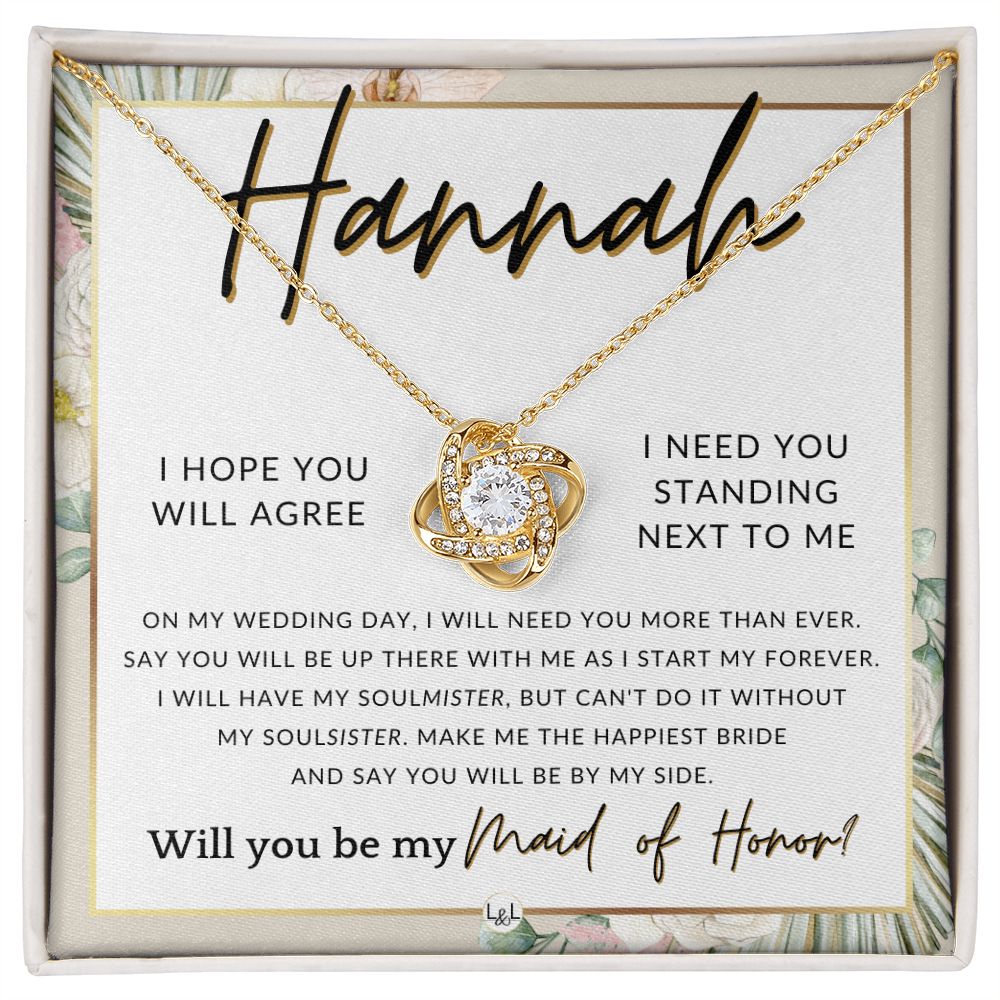 Maid of Honor Proposal, Custom Name - Be My Maid Of Honor, MOH Gift From Bride, Be By My Side , Pink Floral and Boho Wedding Theme - Jewelry - Personalized Gift