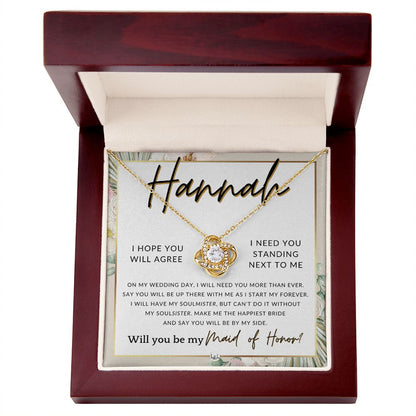 Maid of Honor Proposal, Custom Name - Be My Maid Of Honor, MOH Gift From Bride, Be By My Side , Pink Floral and Boho Wedding Theme - Jewelry - Personalized Gift