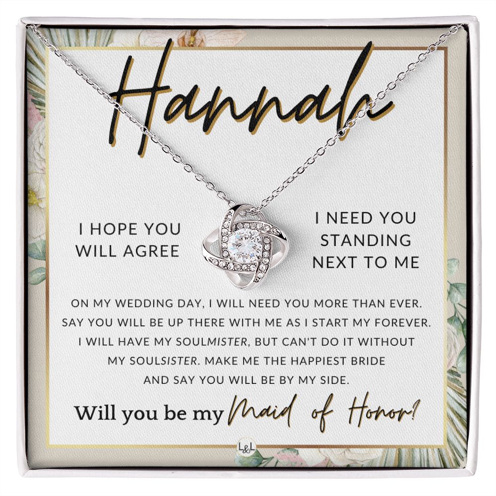 Maid of Honor Proposal, Custom Name - Be My Maid Of Honor, MOH Gift From Bride, Be By My Side , Pink Floral and Boho Wedding Theme - Jewelry - Personalized Gift