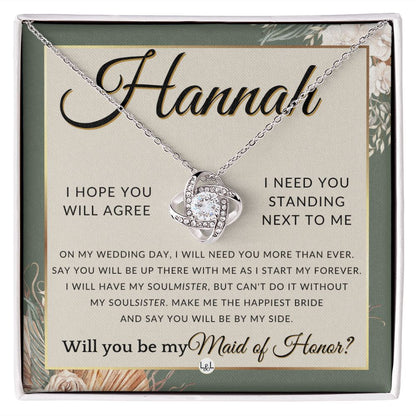 Maid of Honor Proposal, Custom Name - Be My Maid Of Honor, MOH Gift From Bride, Be By My Side , Sage Green & Boho Wedding Theme - Jewelry - Personalized Gift