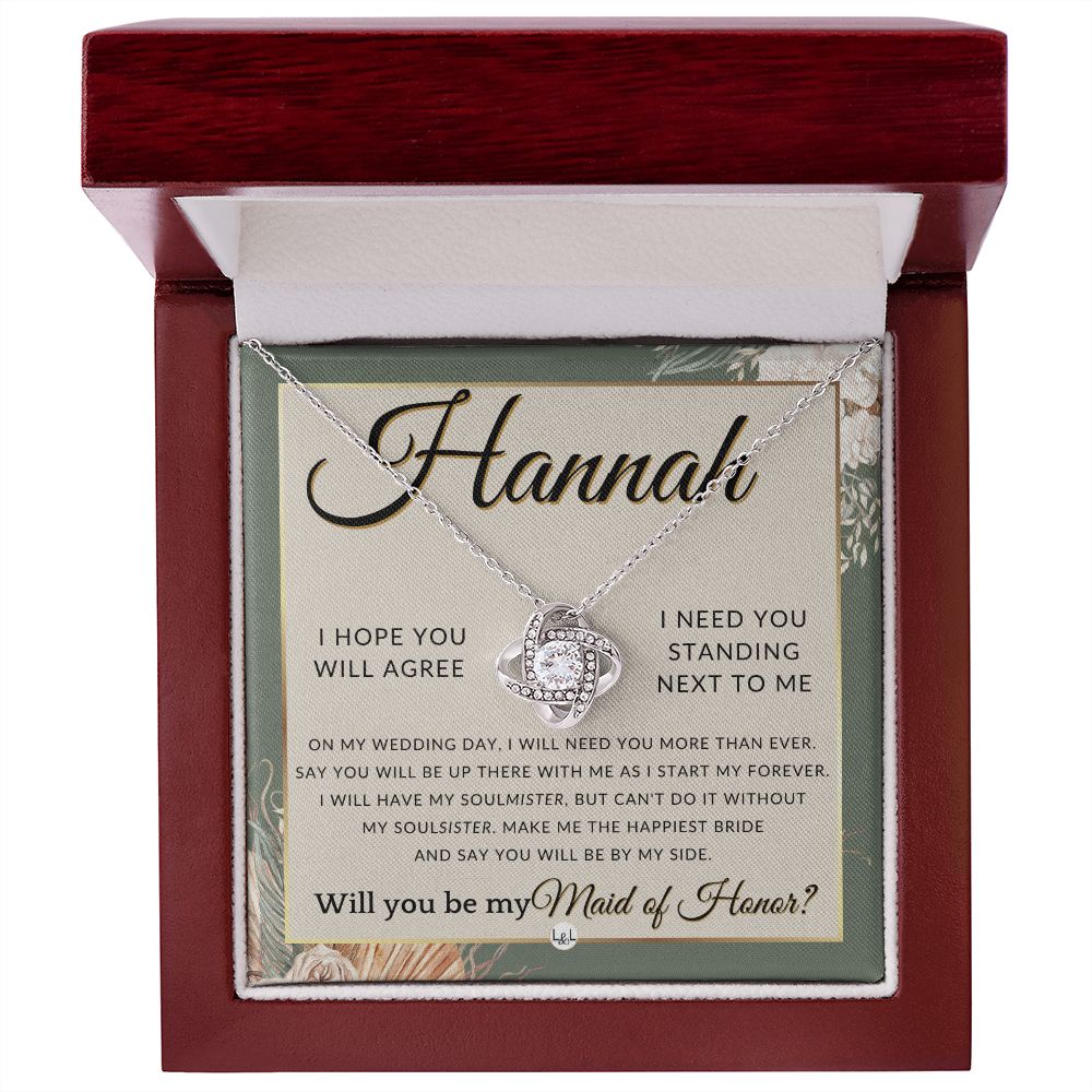 Maid of Honor Proposal, Custom Name - Be My Maid Of Honor, MOH Gift From Bride, Be By My Side , Sage Green & Boho Wedding Theme - Jewelry - Personalized Gift
