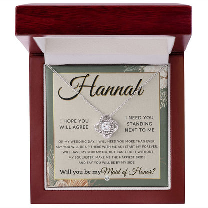 Maid of Honor Proposal, Custom Name - Be My Maid Of Honor, MOH Gift From Bride, Be By My Side , Sage Green & Boho Wedding Theme - Jewelry - Personalized Gift