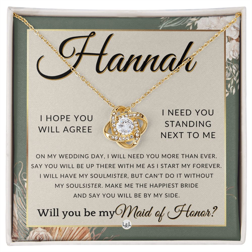 Maid of Honor Proposal, Custom Name - Be My Maid Of Honor, MOH Gift From Bride, Be By My Side , Sage Green & Boho Wedding Theme - Jewelry - Personalized Gift