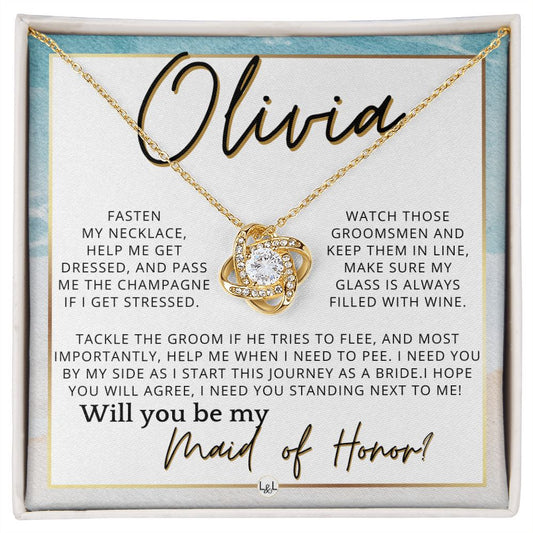 Maid of Honor Proposal, Custom Name - Be My Maid Of Honor, MOH Gift From Bride, I Need YOU , Beach and Destination Wedding Theme - Jewelry - Personalized Gift