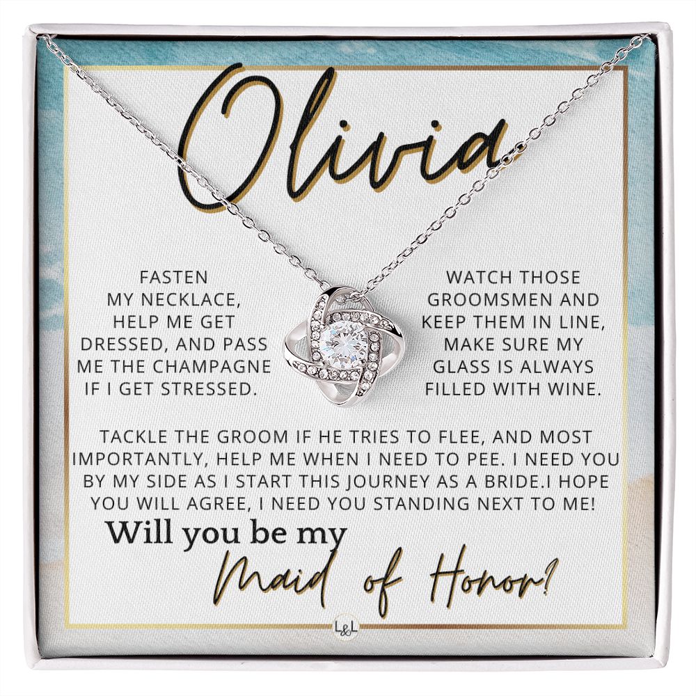 Maid of Honor Proposal, Custom Name - Be My Maid Of Honor, MOH Gift From Bride, I Need YOU , Beach and Destination Wedding Theme - Jewelry - Personalized Gift