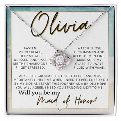 Maid of Honor Proposal, Custom Name - Be My Maid Of Honor, MOH Gift From Bride, I Need YOU , Beach and Destination Wedding Theme - Jewelry - Personalized Gift