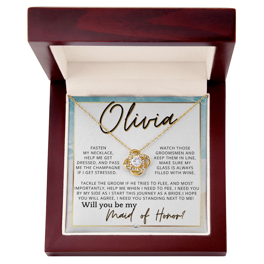 Maid of Honor Proposal, Custom Name - Be My Maid Of Honor, MOH Gift From Bride, I Need YOU , Beach and Destination Wedding Theme - Jewelry - Personalized Gift