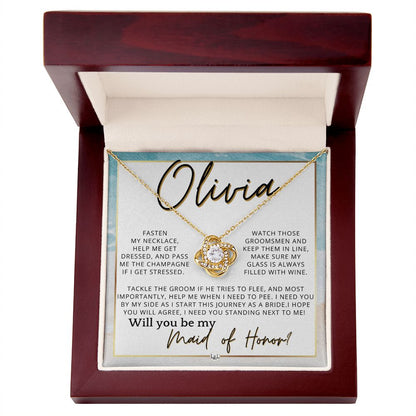 Maid of Honor Proposal, Custom Name - Be My Maid Of Honor, MOH Gift From Bride, I Need YOU , Beach and Destination Wedding Theme - Jewelry - Personalized Gift