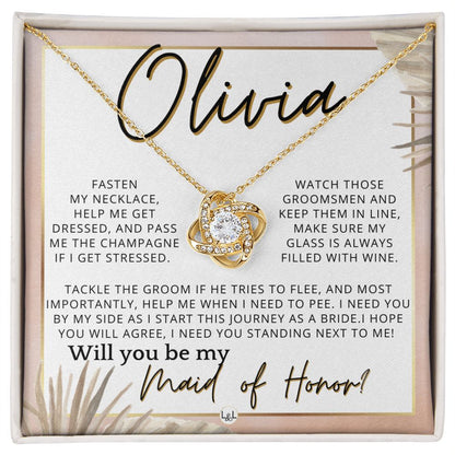 Maid of Honor Proposal, Custom Name - Be My Maid Of Honor, MOH Gift From Bride, I Need YOU , Pink Floral and Boho Wedding Theme - Jewelry - Personalized Gift