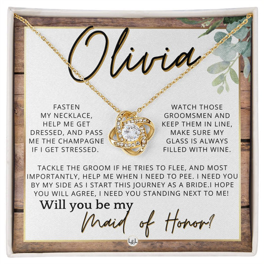 Maid of Honor Proposal, Custom Name - Be My Maid Of Honor, MOH Gift From Bride, I Need YOU , Rustic and Wood Wedding Theme - Jewelry - Personalized Gift