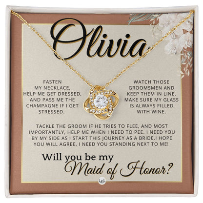 Maid of Honor Proposal, Custom Name - Be My Maid Of Honor, MOH Gift From Bride, I Need YOU , Terracotta, Rust And Gold Wedding Theme - Jewelry - Personalized Gift