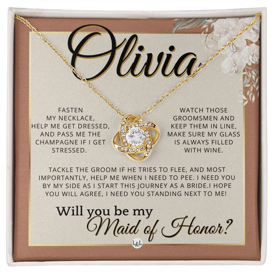Maid of Honor Proposal, Custom Name - Be My Maid Of Honor, MOH Gift From Bride, I Need YOU , Terracotta, Rust And Gold Wedding Theme - Jewelry - Personalized Gift