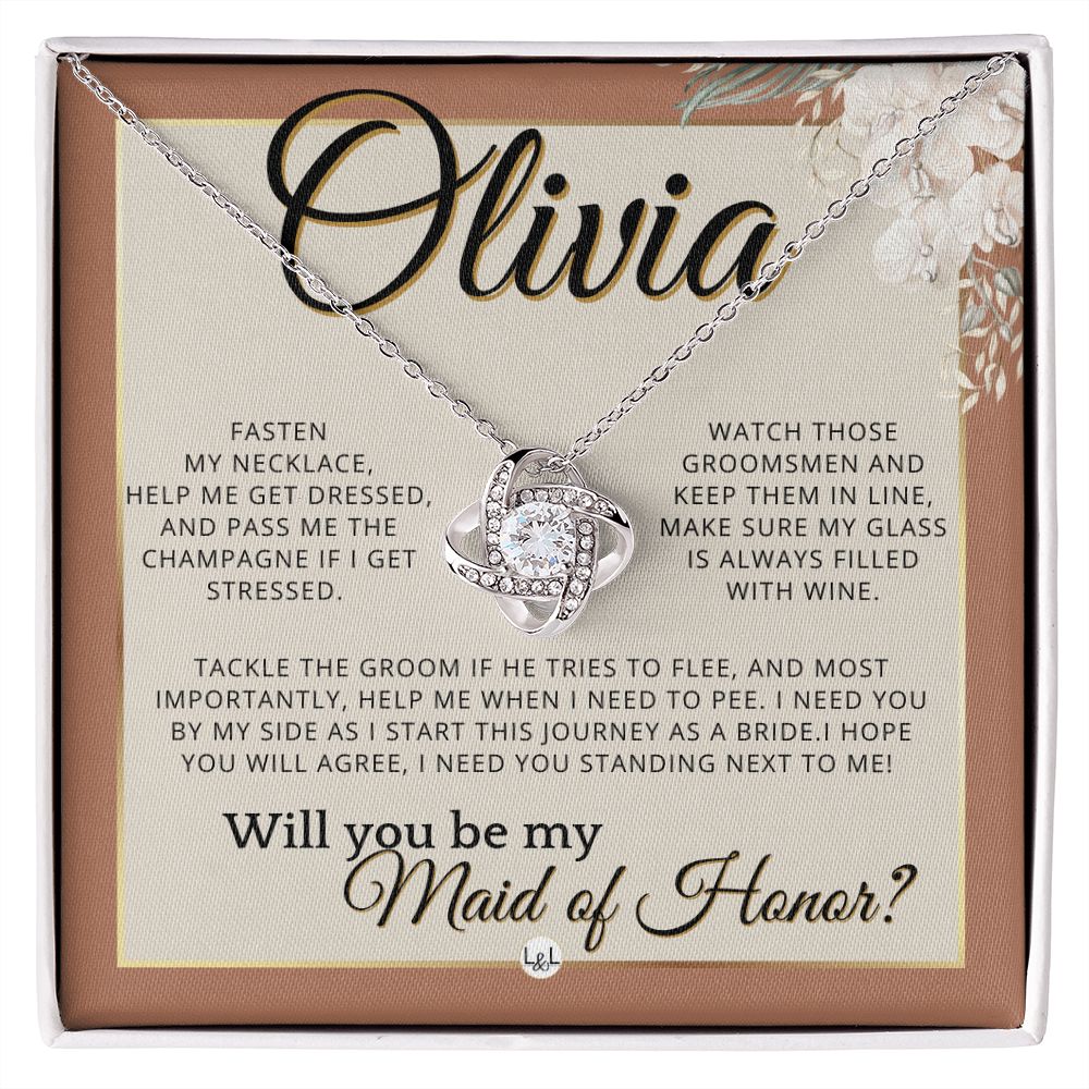 Maid of Honor Proposal, Custom Name - Be My Maid Of Honor, MOH Gift From Bride, I Need YOU , Terracotta, Rust And Gold Wedding Theme - Jewelry - Personalized Gift