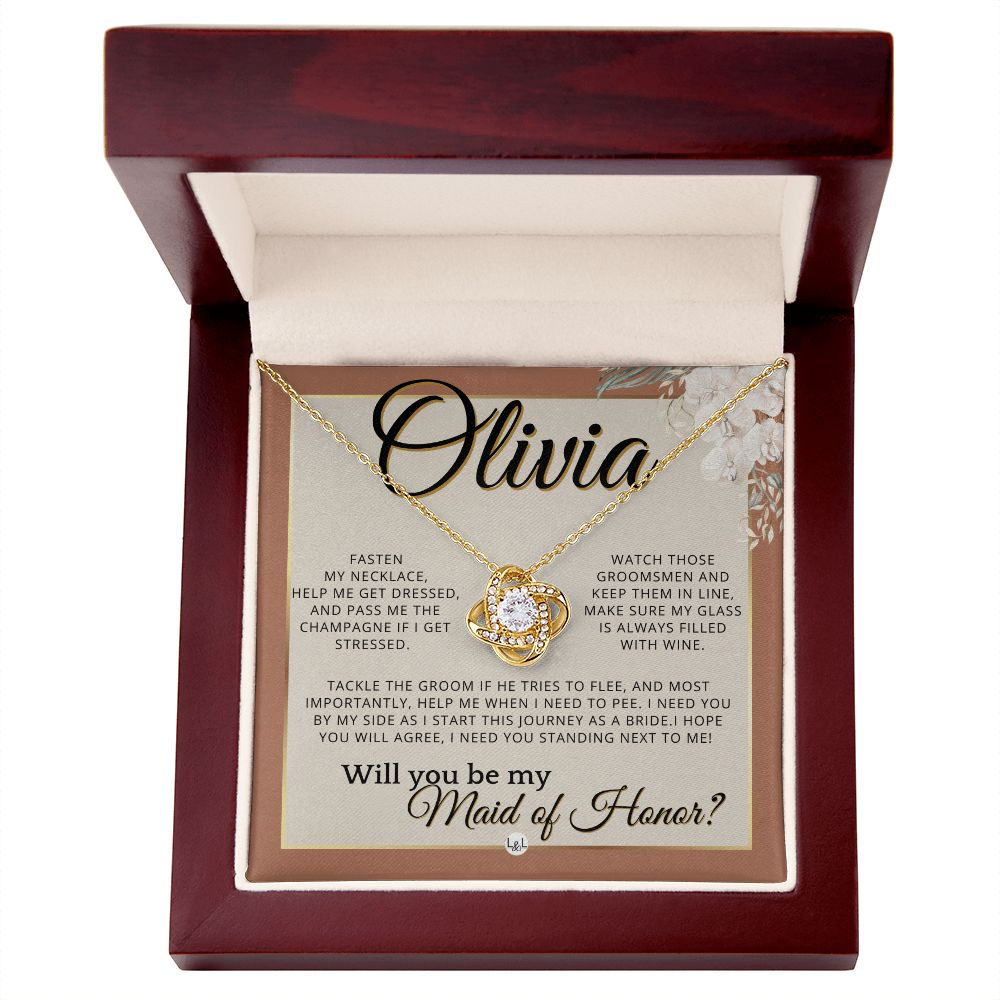 Maid of Honor Proposal, Custom Name - Be My Maid Of Honor, MOH Gift From Bride, I Need YOU , Terracotta, Rust And Gold Wedding Theme - Jewelry - Personalized Gift