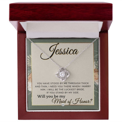 Maid of Honor Proposal, Custom Name - Be My Maid Of Honor, MOH Gift From Bride, Need You There , Sage Green & Boho Wedding Theme - Jewelry - Personalized Gift
