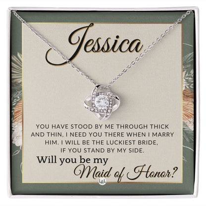 Maid of Honor Proposal, Custom Name - Be My Maid Of Honor, MOH Gift From Bride, Need You There , Sage Green & Boho Wedding Theme - Jewelry - Personalized Gift