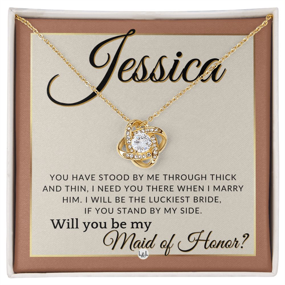Maid of Honor Proposal, Custom Name - Be My Maid Of Honor, MOH Gift From Bride, Need You There , Terracotta, Rust And Gold Wedding Theme - Jewelry - Personalized Gift